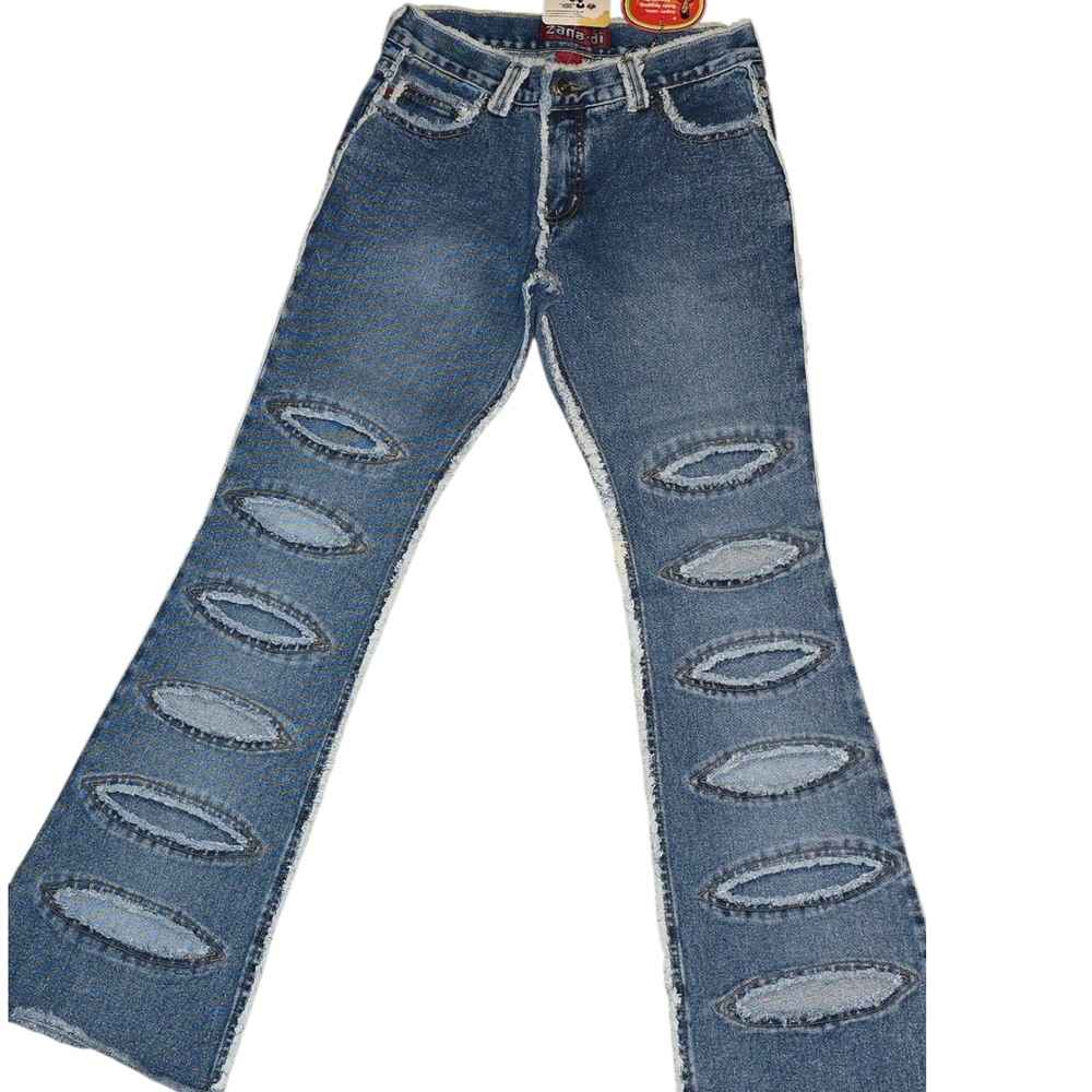 Zana Di Jeans Womens Sz 7 Distressed Cut Out Denim Y2K Grunge Raw Edge